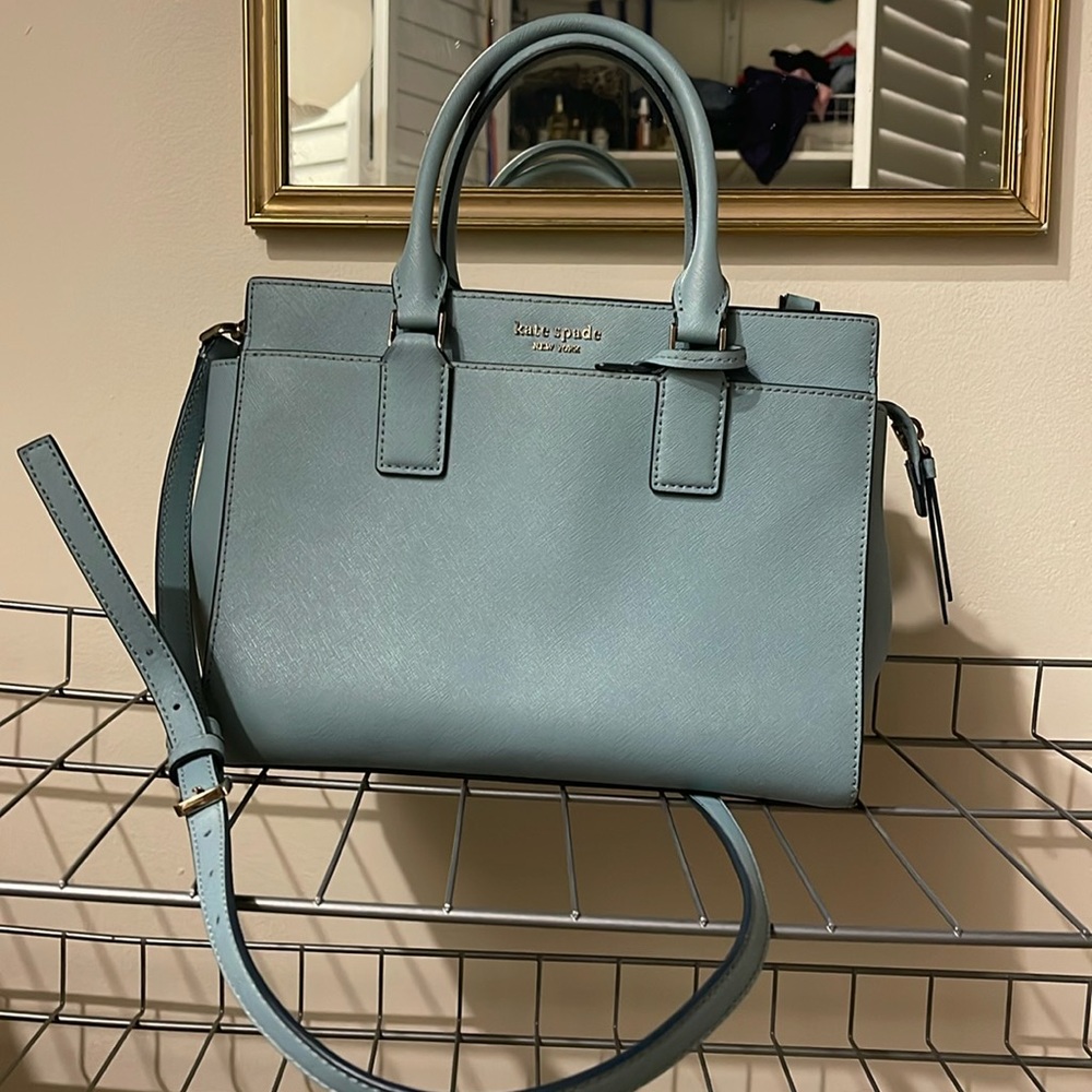 KATE SPADE leather blue seaside satchel purse